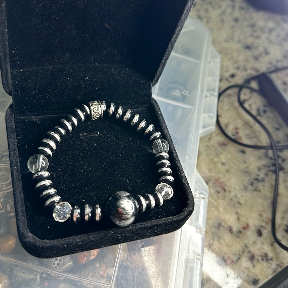 Chunky Black and Silver Bracelet